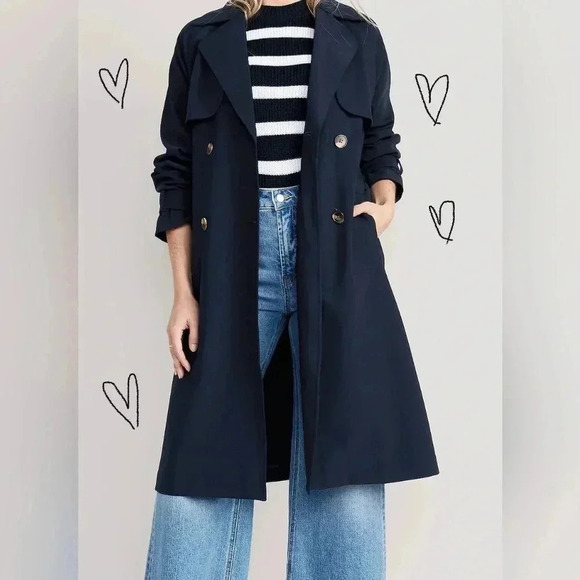 Old Navy Jackets & Blazers - Double-Breasted Tie-Belt Trench Coat